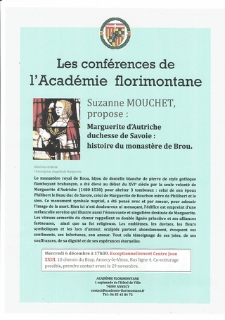 Les conférences de l'Académie florimontane "Marguerite d'Autriche, duchesse de Savoie"